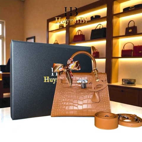 M6_Túi Xách Kelly Da Bò Thật, Kích thước 25cm, Có Hộp Cao Cấp Làm Quà Tặng HuynhBi Luxuru