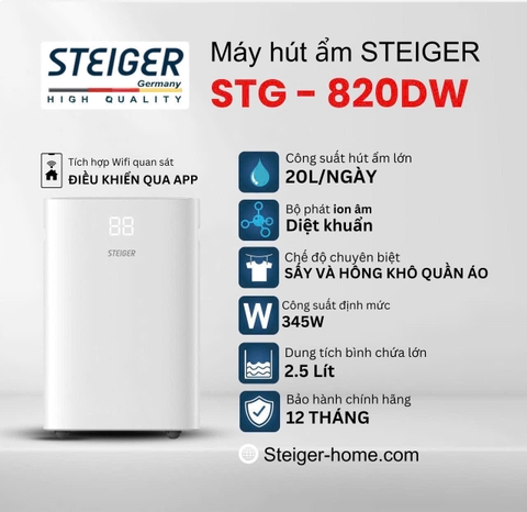 Máy hút ẩm Steiger STG - 820DW