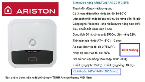 Bình Nóng Lạnh Ariston AN2 30R 30 Lít