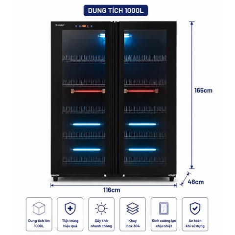 TỦ SẤY TIỆT TRÙNG RANOX 1000L CAO CẤP