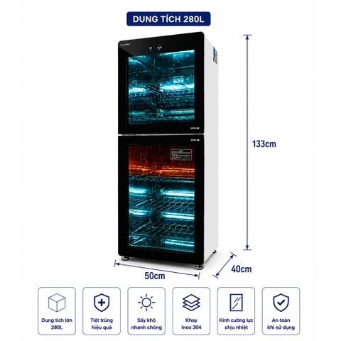 TỦ SẤY TIỆT TRÙNG RANOX 280L CAO CẤP