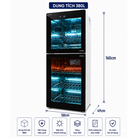 TỦ SẤY TIỆT TRÙNG RANOX 380L CAO CẤP