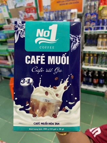 Cafe Muối 3 in 1 No1 COFFEE Hộp 200g (10 Gói x 20g) – Hương Vị Cà Phê Muối Chuẩn Gu, Đậm Đà, Tiện Lợi Pha Chế Tại Nhà