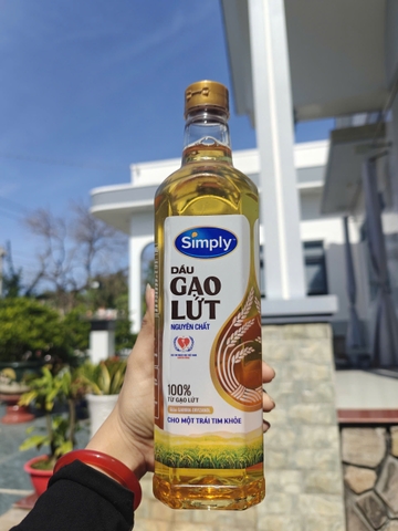 Dầu Ăn Gạo Lứt Nguyên Chất/ Đậu Nành Simply Chai 1 Lít – Giàu Gamma Oryzanol, Dầu Ăn Cao Cấp Tốt Cho Tim Mạch