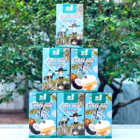 [Hộp 10 Gói] Cafe Dừa Hòa Tan No1 200g - Cà Phê Cốt Dừa Thơm Béo, Đậm Vị "Rất Gu"