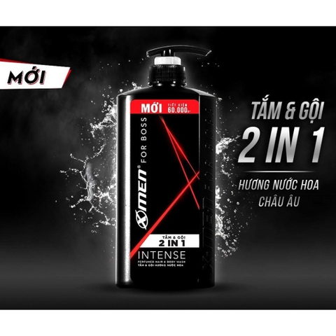 Combo Tắm Gội X-Men for Boss Intense 2IN1 650g và Dầu gội Intense 150g