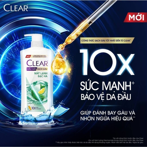 Dầu Gội CLEAR Mát Lạnh Bạc Hà Sạch Gàu 630ml
