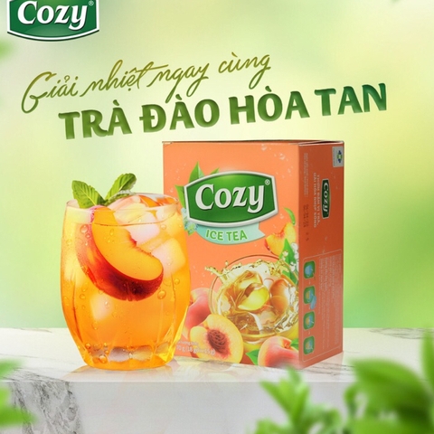 Trà Cozy Ice Tea hương đào hộp 240g - Trà túi lọc Cozy hương đào 50g