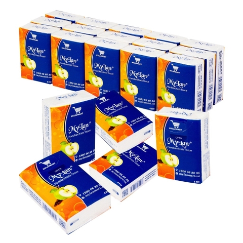 15 Gói khăn giấy bỏ túi Mylan -Quả táo 4 Lớp (8 Tờ/1 Gói)