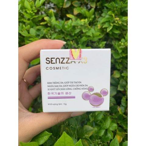 Kem trắng da tái tạo da ngừa sạm ngừa lão hoá se khít lỗ chân lông chống nắng Senzza x3 Collagen 15g
