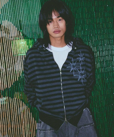 Áo Khoác Hoodie Zip Up Kẻ Sọc Untitled Seoul Starrynight