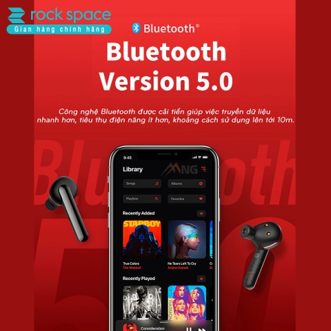 Tai nghe bluetooth không dây true wireless Rockspace EB70 - Hàng chính hãng bảo hành 12 tháng 1 đổi 1