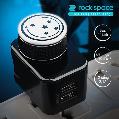 Củ sạc 2 cổng 2,1A Rockspace T21 sạc nhanh tích hợp đèn ngủ tùy chỉnh độ sáng - Hàng chính hãng bảo hành 12 tháng