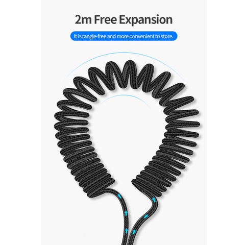 Dây cáp sạc Rockspace  2m dây dù 3 cổng Lightning / Micro USB/ chuẩn C sạc 3 thiết bị cùng lúc,sạc nhanh,hàng chính hãng