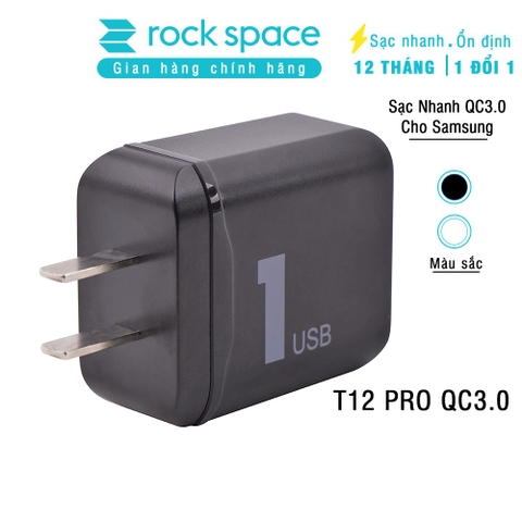 Củ sạc Rock Space T12 1A 1 cổng QC3.0 (Trắng)