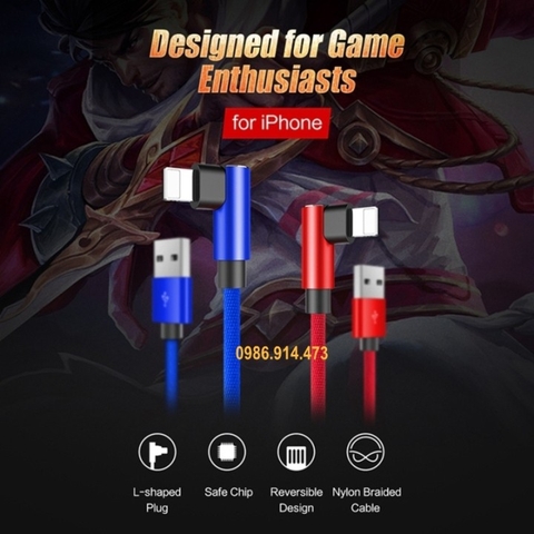 Dây sạc nhanh cho iphone hình chữ L dây dù Rockspace - Hàng chính hãng bảo hành 12 tháng 1 đổi 1