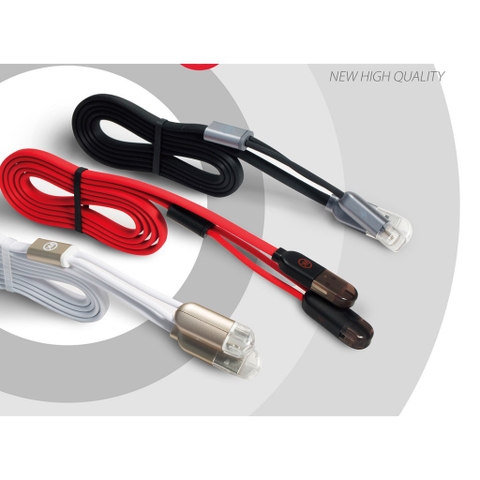 Dây cáp sạc 2 đầu sạc iphone và samsung chính hãng WK độ dài 1,2 m màu đỏ, đen, trắng, Hàng chính hãng bảo hành 12 tháng