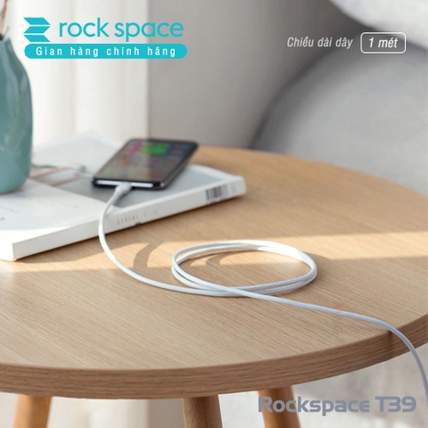 Bộ củ cáp sạc nhanh TypeC Rockspace T39 sạc nhanh không nóng máy màu trắng bảo hành 12 tháng
