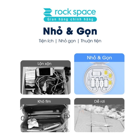 Combo tiện ích đa chức năng Rockspace sạc cho mọi dòng điện thoại laptop sạc nhanh nhỏ gọn -Hàng chính hãng