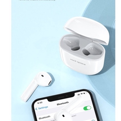 Tai nghe Bluetooth không dây Rockspace EB200 true wireless, có mic, chơi game, nghe nhạc - Hàng chính hãng có bảo hành