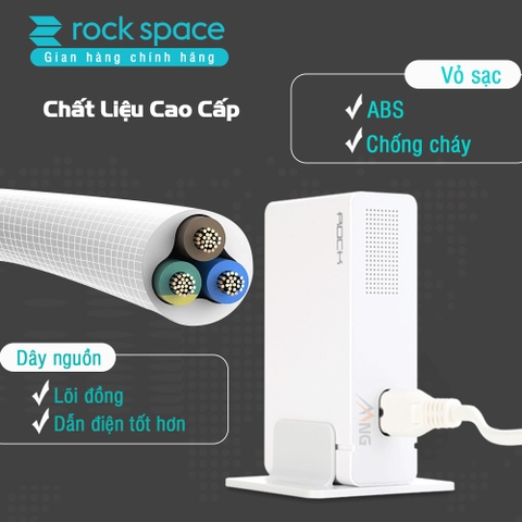 Củ sạc Rockspace để bàn 6 cổng dành cho gia đình và văn phòng hoặc cửa hàng - Hàng chính hãng bảo hành
