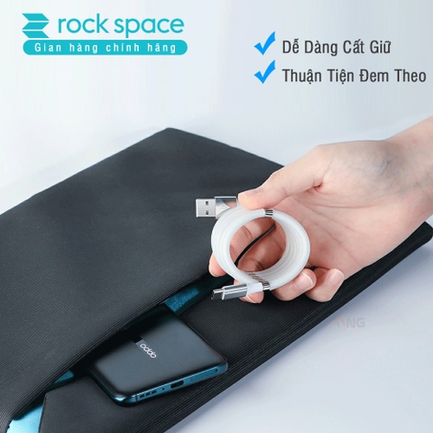 Cáp sạc silicon nam châm Rock cho samsung và các dòng androind, kết nối typeC, màu trắng, chính hãng bảo hành 1 năm