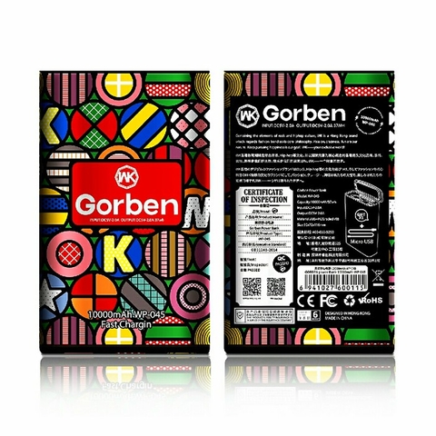 Pin sạc dự phòng chính hãng WK Gorben 10,000 mAh nhôm nguyên khối cho iphone samsung bảo hành năm