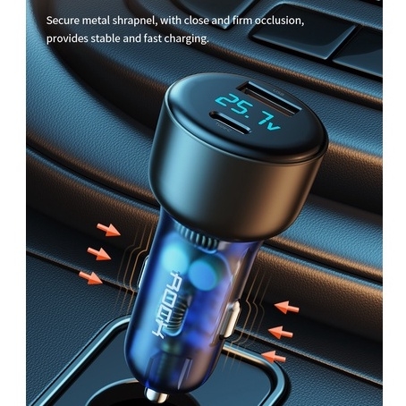 Củ sạc nhanh trên xe hơi Rockspace H16 sạc nhanh PD 72W có 2 cổng nhỏ gọn bảo hành 12 tháng