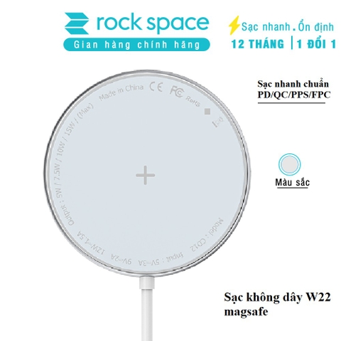 Đế sạc không dây Magsafe sạc nhanh 15w Rockspace W33 dùng cho iphone android hàng chính hãng có bảo hành