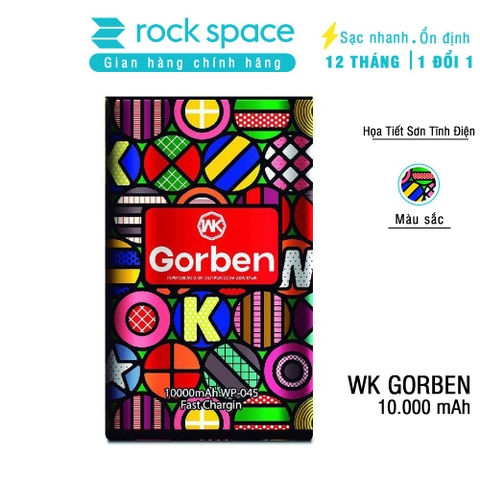 Pin sạc dự phòng chính hãng WK Gorben 10,000 mAh nhôm nguyên khối cho iphone samsung bảo hành năm