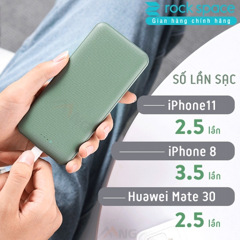 Sạc dự phòng mini, chính hãng Rockspace P62 Pro dung lượng thực 10000mah dành cho iPhone, Samsung bảo hành 12 tháng