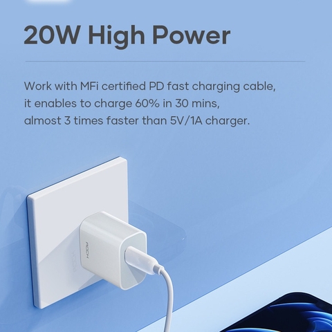 Củ sạc nhanh iPhone PD 20W Rockspace T18 Bảo hành 12 tháng lỗi 1 đổi 1