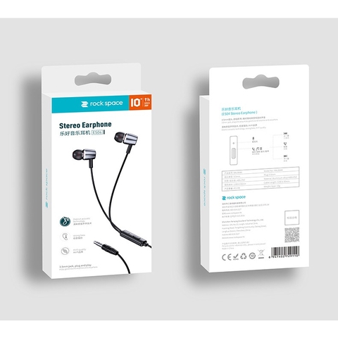 Tai nghe nhét tai có dây Rockspace ES04 chuẩn cắm 3.5mm có mic nghe gọi chơi game dành cho điện thoại hàng chính hãng