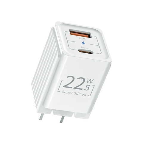 Củ Sạc Nhanh iPhone Rockspace T66 mini,2 cổng USB-TypeC chuẩn PD 22.5W,ổn định,không nóng máy,hàng