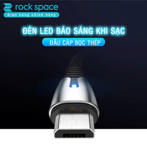Dây Cáp Sạc Nhanh Chính hãng Rockspace M2 kết nối cổng micro cho điện thoại androin độ dài 1,2 mét Bảo hành 1 năm
