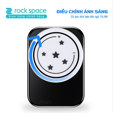 Củ sạc 2 cổng 2,1A Rockspace T21 sạc nhanh tích hợp đèn ngủ tùy chỉnh độ sáng - Hàng chính hãng bảo hành 12 tháng