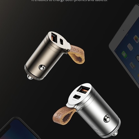 Tẩu sạc Mini trên xe hơi Rockspace hỗ trợ sạc nhanh chuẩn PD, QC 3.0