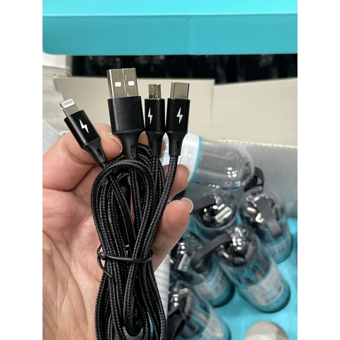 Dây Cáp Sạc ba đầu Devia dây dù, sạc 3 thiết bị cùng lúc - Hàng chính hãng Bảo hành 12 tháng