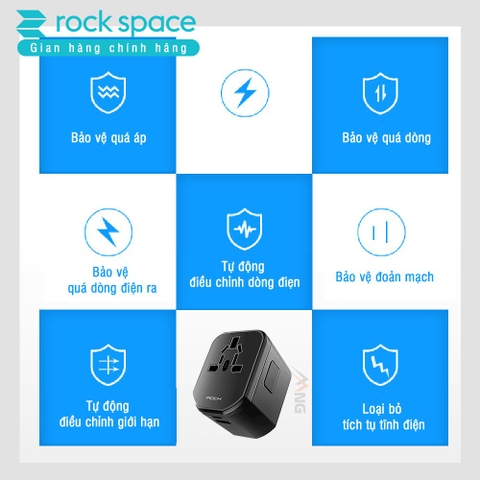 Củ sạc đa chức năng T20 sạc nhanh chuẩn PD cho iPhone, sạc nhanh cho Samsung - Chính hãng Rockspace