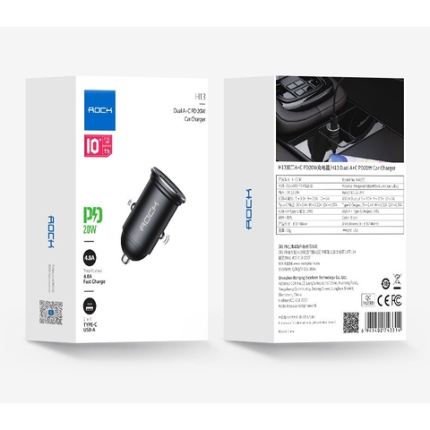 Tẩu sạc xe hơi Rockspace H13 cổng kép A + C PD 20W , nhỏ gọn sạc không nóng máy hàng chính hãng có bảo hành 12 tháng