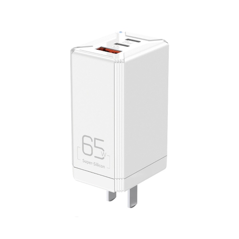 Củ sạc nhanh PD 65W Rockspace 3 Cổng USB Type C 4.0 3.0 PD sạc nhanh cho điện thoại laptop Hàng chính hãng có BH