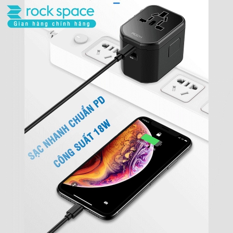 Củ sạc đa chức năng T20 sạc nhanh chuẩn PD cho iPhone, sạc nhanh cho Samsung - Chính hãng Rockspace
