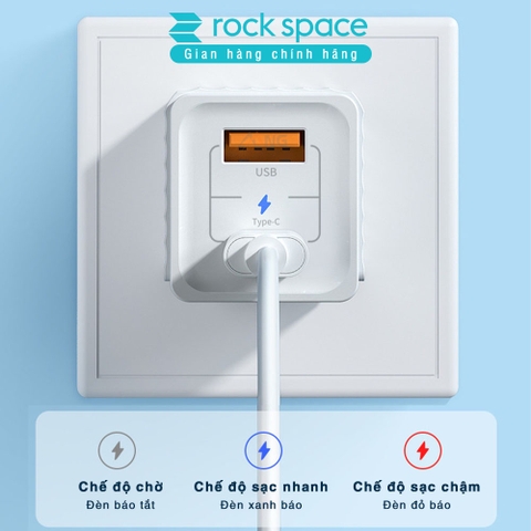 Củ Sạc Nhanh iPhone Rockspace T66 mini,2 cổng USB-TypeC chuẩn PD 22.5W,ổn định,không nóng máy,hàng