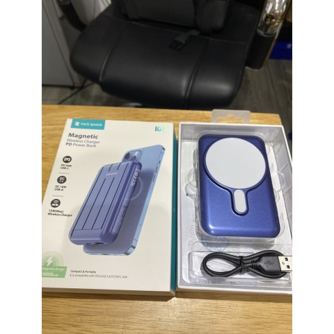 Pin sạc dự phòng không dây Magnetic Wireless Rockspace P99 sạc nhanh, chuẩn PD cho iPhone và androind - Hàng chính hãng