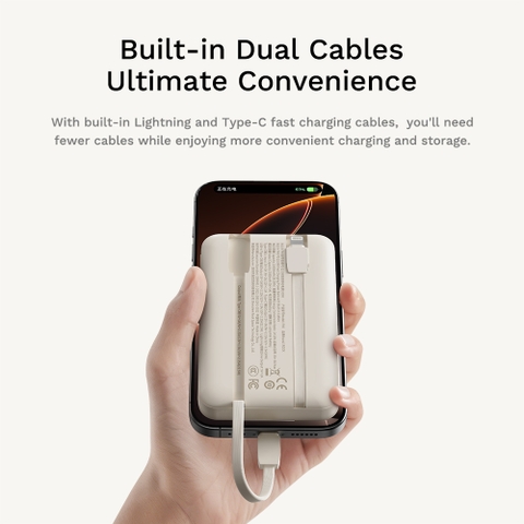 Pin sạc dự phòng tích hợp dây sạc Rockspace P95 sạc nhanh 22.5w 10000mAh hàng chính hãng có BH