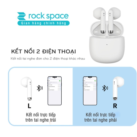 Tai nghe bluetooth không dây nhét tai Rockspace EB300 TWS có mic hàng chính hãng bảo hành 12 tháng