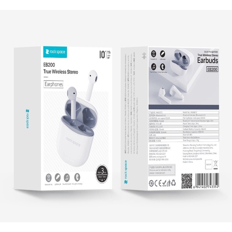 Tai nghe Bluetooth không dây Rockspace EB200 true wireless, có mic, chơi game, nghe nhạc - Hàng chính hãng có bảo hành