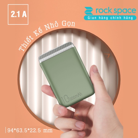 Sạc dự phòng mini chính hãng Rockspace P71 dung lượng 10.000 mAh  cho điện thoại iphone, Samsung, huawei, Oppo