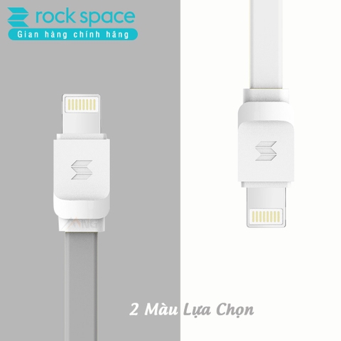 Cáp sạc Rockspace S05 lighning dành cho iphone, dây dẹt chống rối, chính hãng sạc nhanh màu trắng, xám bảo hành 1 năm