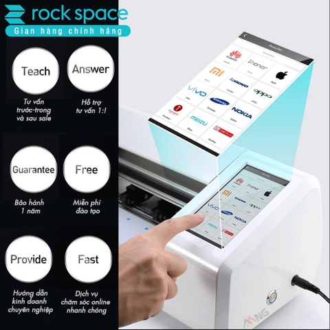 Máy cắt kính cường lực, Cắt dán lưng Rockspace cho iPhone, iPad, máy tính bảng, đồng hồ smartwatch, Camera
